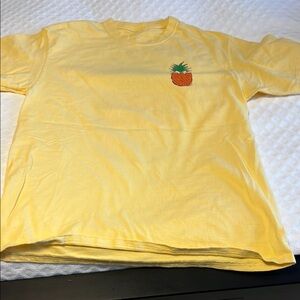 Sunny Yellow Short Sleeve Tee with Cheer Bow pineapple Graphic